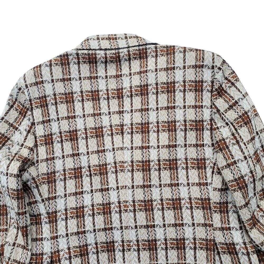 Vintage Tartan Plaid Blazer Retro Mod 70s Sport Coat Jacket Orange Check 46x31 - Picture 12 of 15